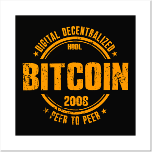 bitcoin - digital decentralized peer to peer Posters and Art